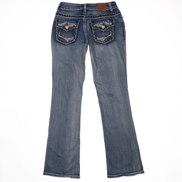 Maurices Jeans Junior Womens 3/4 Bootcut Embellished Blue Denim Stretch 26 x 31 - Picture 3 of 10